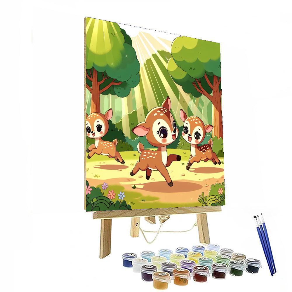 Frolicking Forest Fawns Paint By Numbers Art