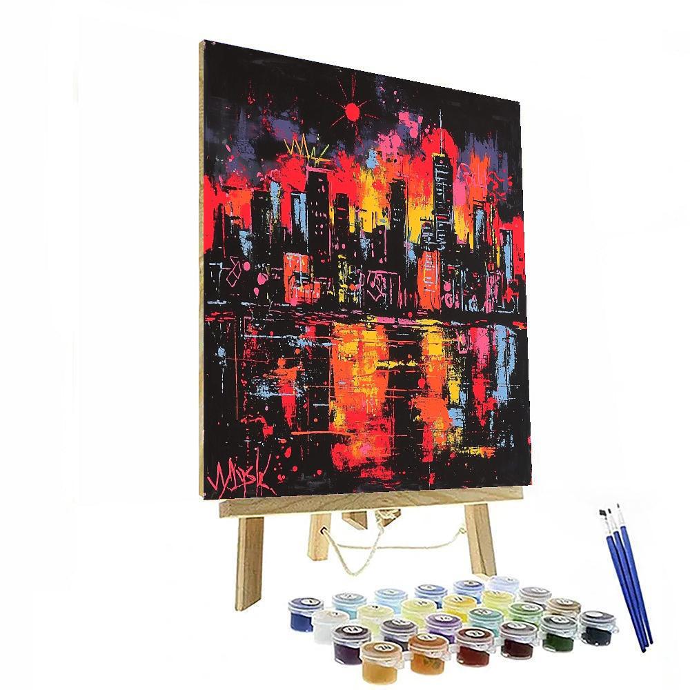 Basquiat Inspired Urban Graffiti Skyline  Paint By Numbers