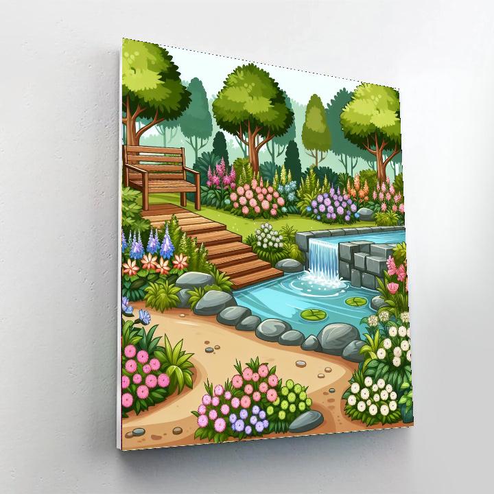 Peaceful Garden Hideaway Painting Number Kit