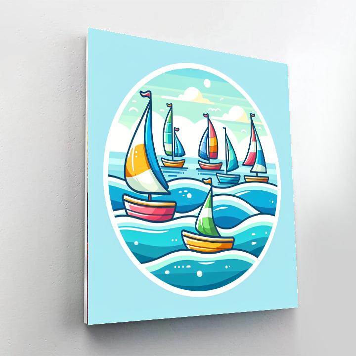 Ocean Waves And Sailboats Paint By Numbers Art