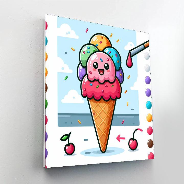 Sweet Ice Cream Cone Number Painting