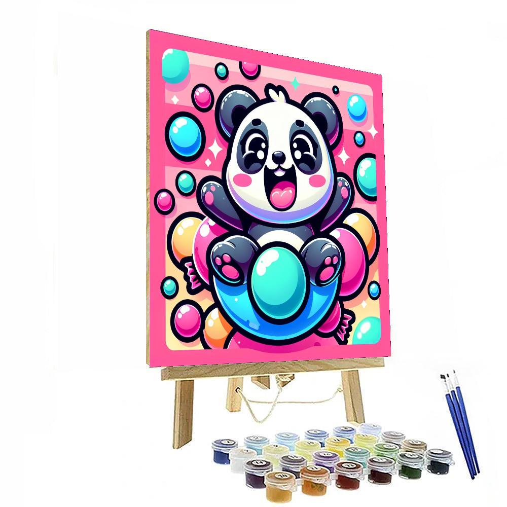 Bouncing Bubblegum Panda Paint By Numbers Art