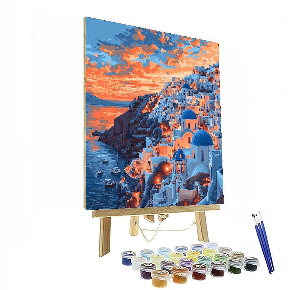 Oia Village - Santorini, Greece Numbered Painting Kits