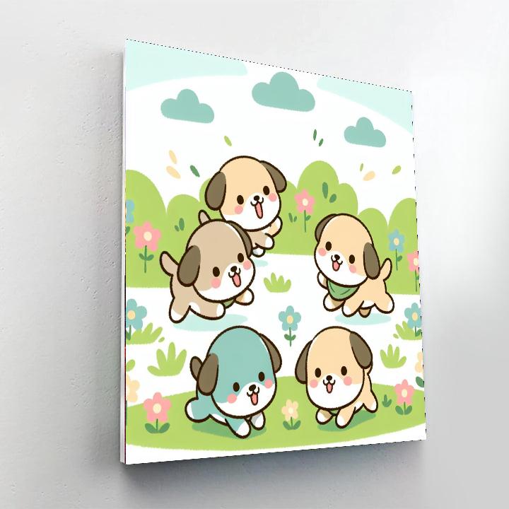 Cuddly Puppy Party Number Painting