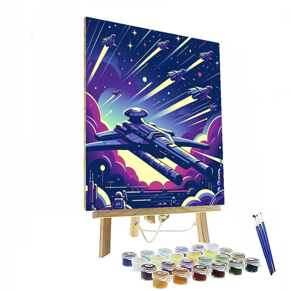 Galactic Starship Fleet Number Painting