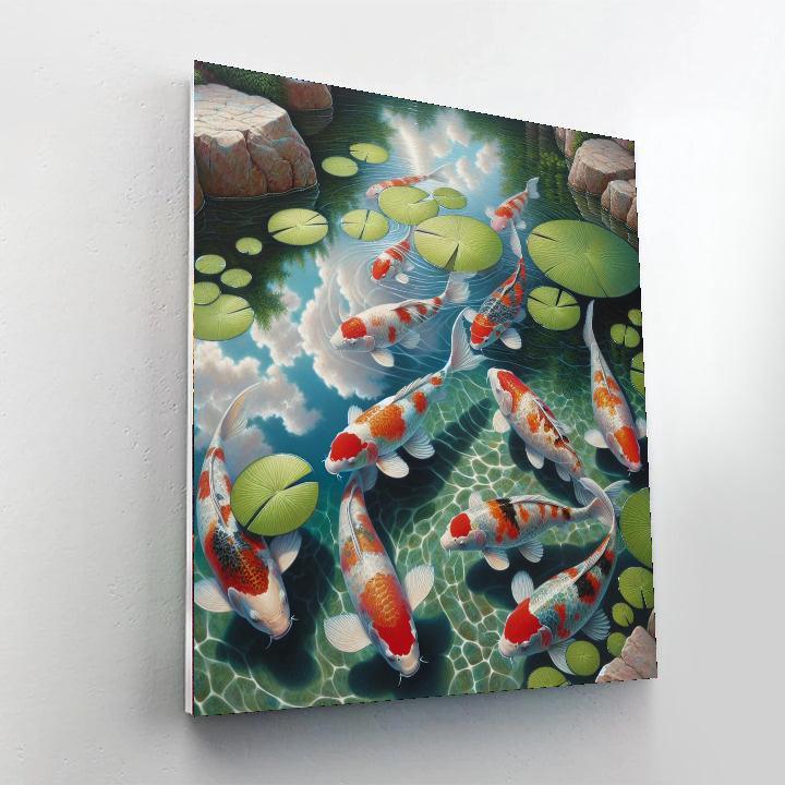 Koi Pond's Tranquil Beauty Painting By Numbers Kit