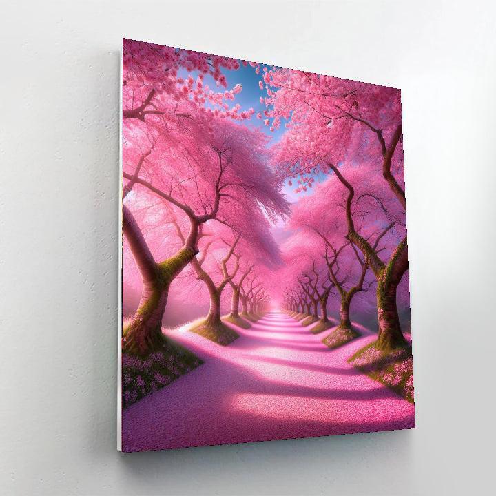 Romantic Cherry Blossom Stroll Paint By Numbers
