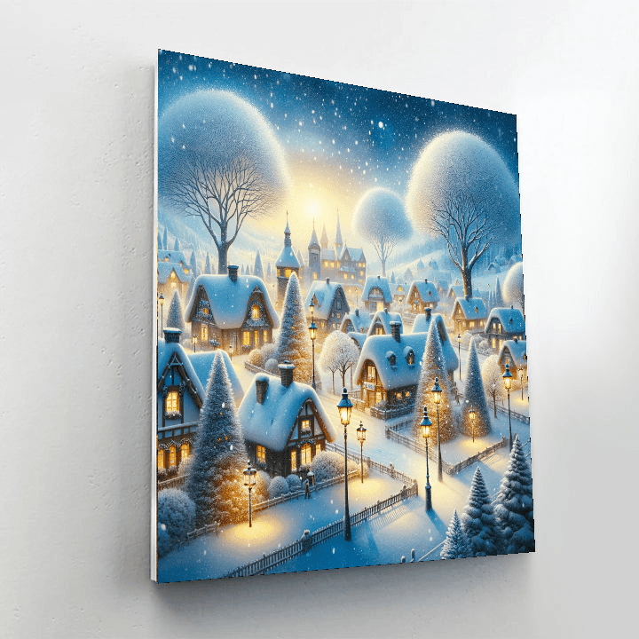 Glistening Snowy Village Paint By Color