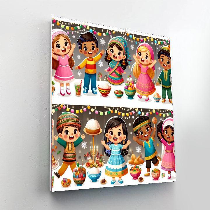 Cheerful Holiday Festival Number Painting