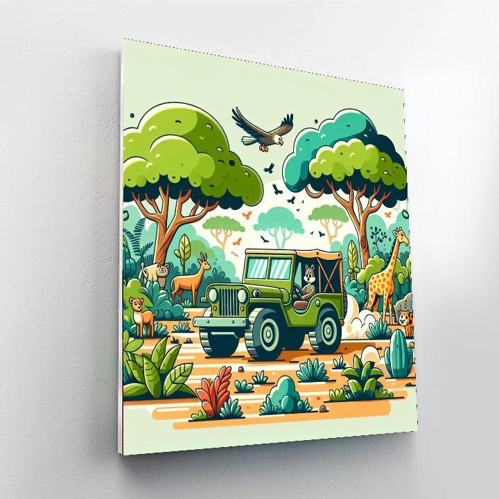 Adventurous Jungle Jeep Numbered Painting Kits