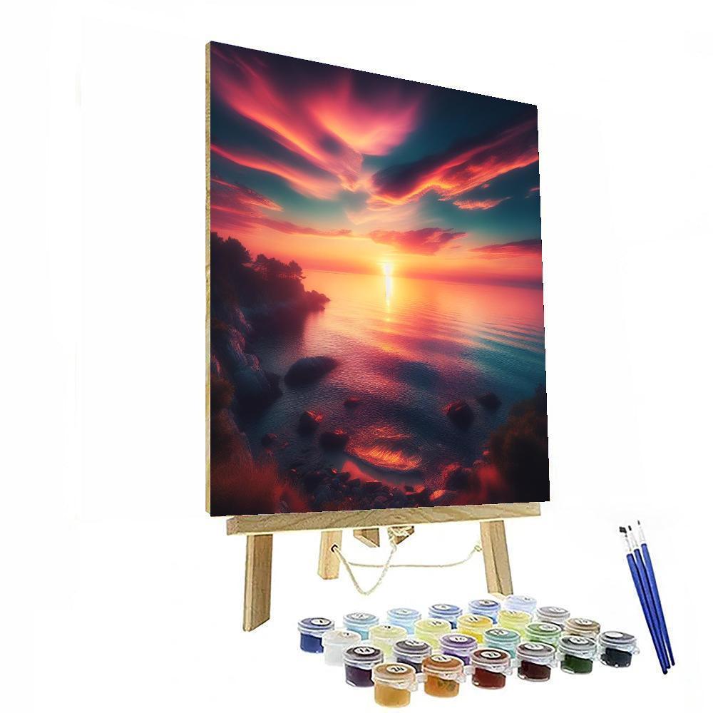 Beautiful Ocean Sunrise Painting Number Kit