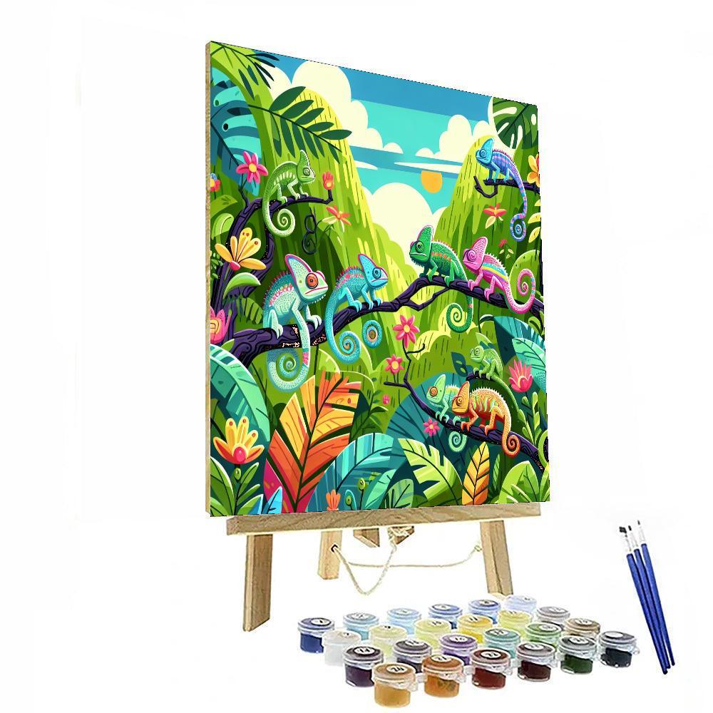 Curious Chameleons Paint By Numbers Art
