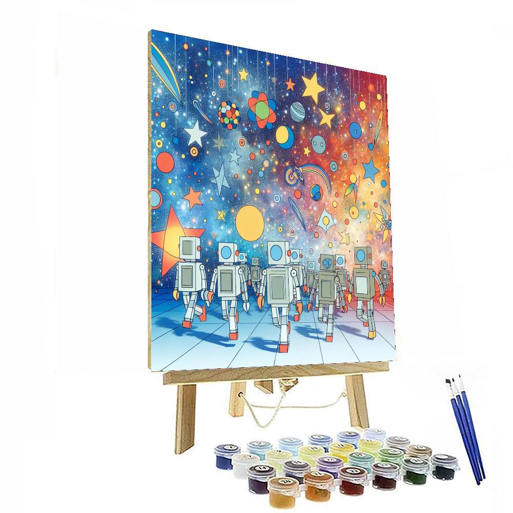 Robot Space Parade Paint By Numbers Art
