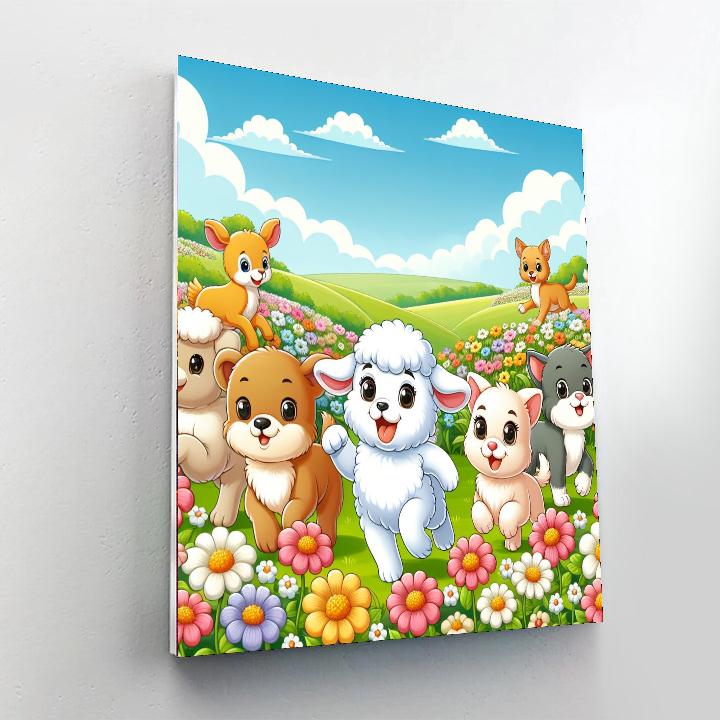 Bouncy Baby Animals Paint By Numbers Art