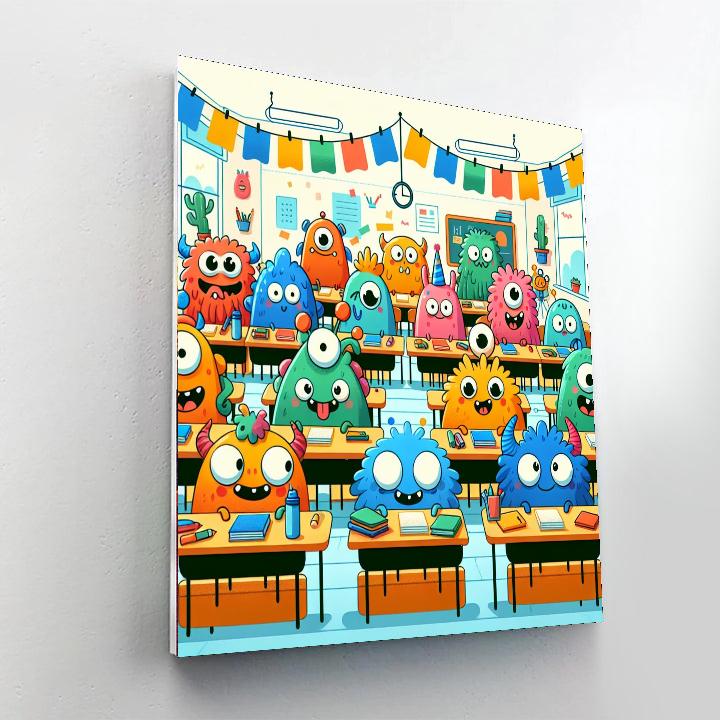 Funny Monster School Number Painting