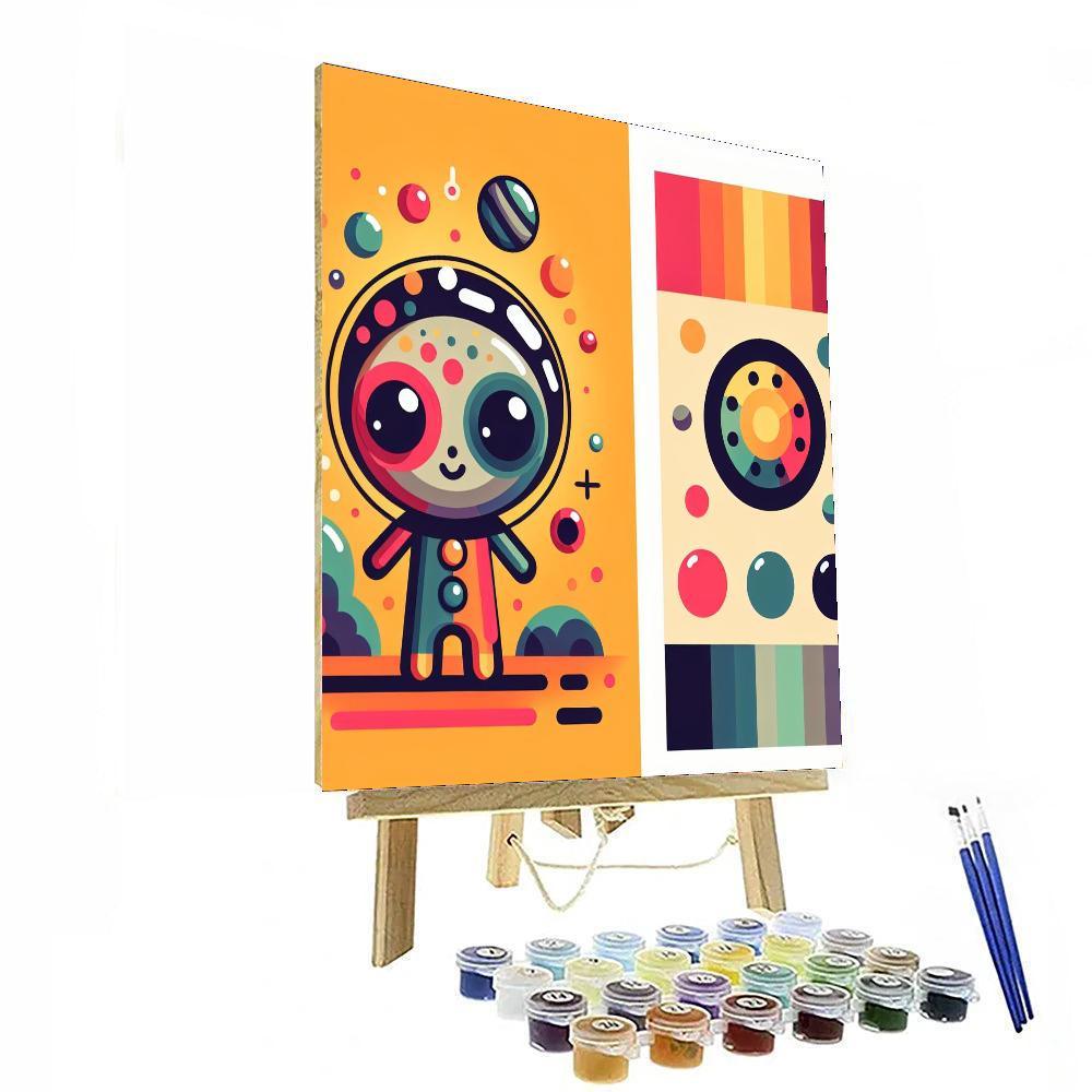 Friendly Alien Visitor Paint By Numbers Art