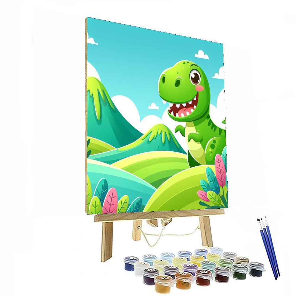 Joyful T-rex Number Painting