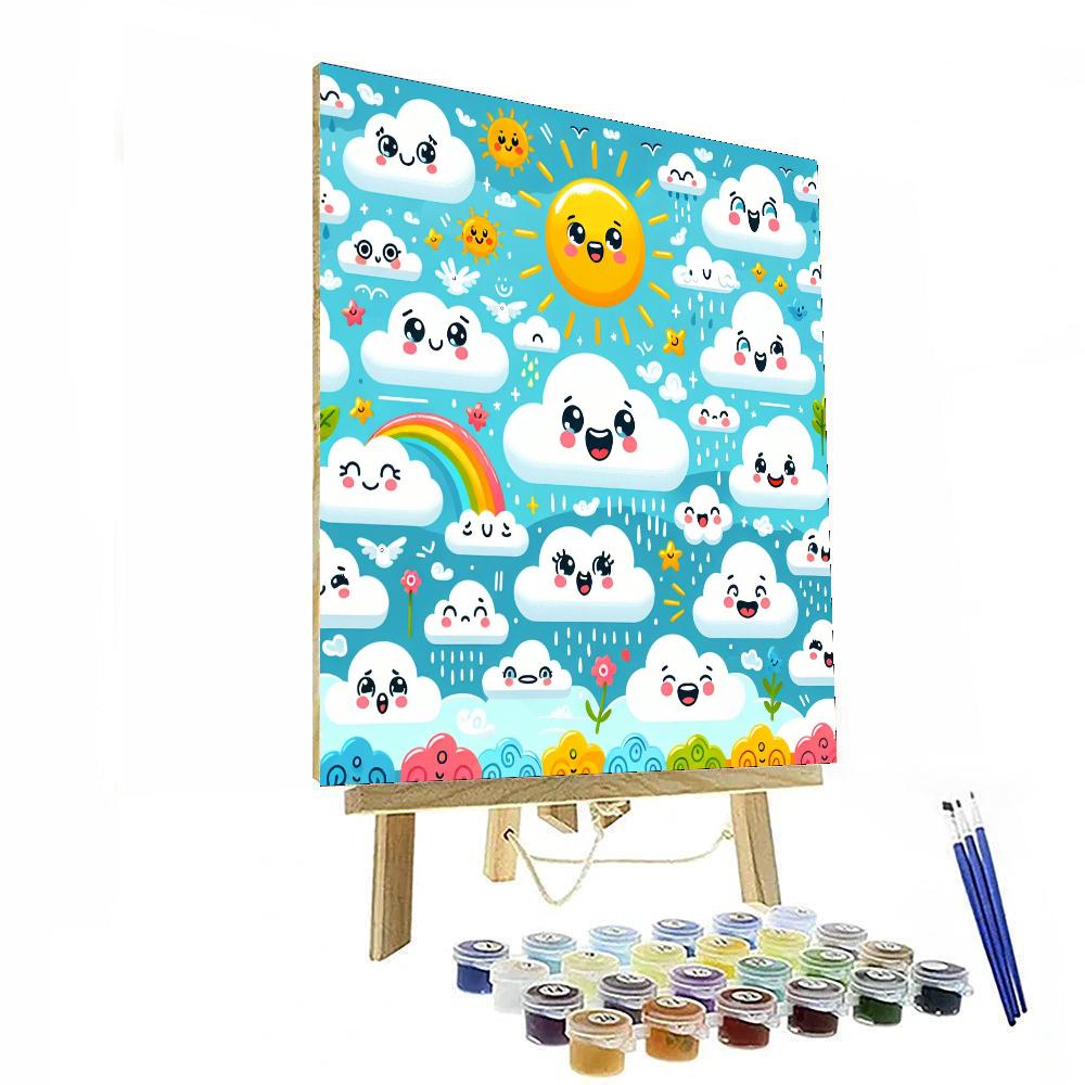 Cheerful Cloud Friends Paint By Numbers Art