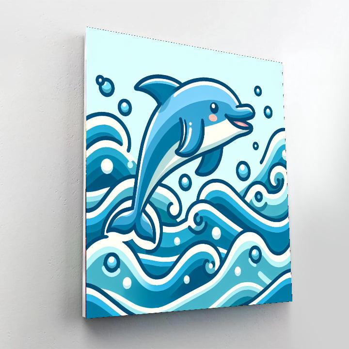 Playful Dolphin's Wave Numbered Painting Kits