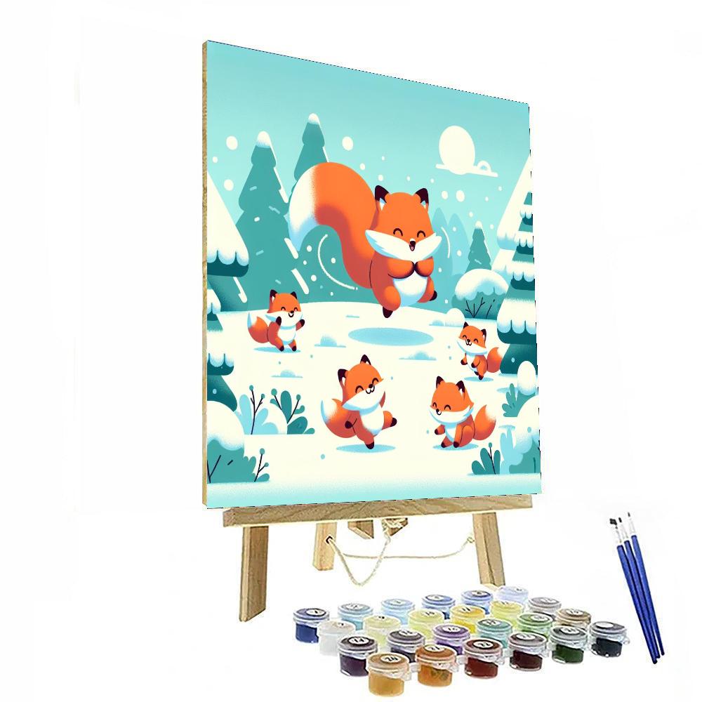 Fluffy Fox Frolic Number Painting