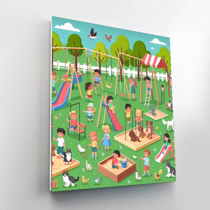 Lively Playground Pals Paint By Numbers Art