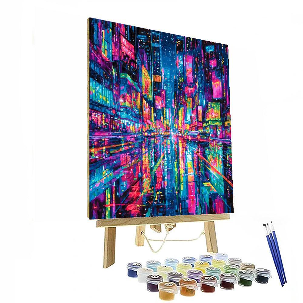 Richard Estes Inspired Futuristic City Dynamics  Paint By Numbers