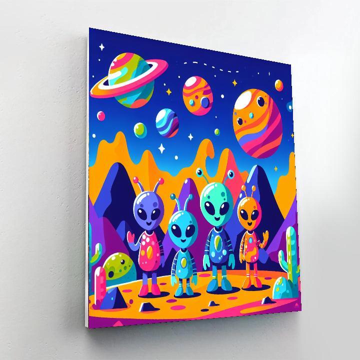 Friendly Alien Planet Painting By Numbers Kit
