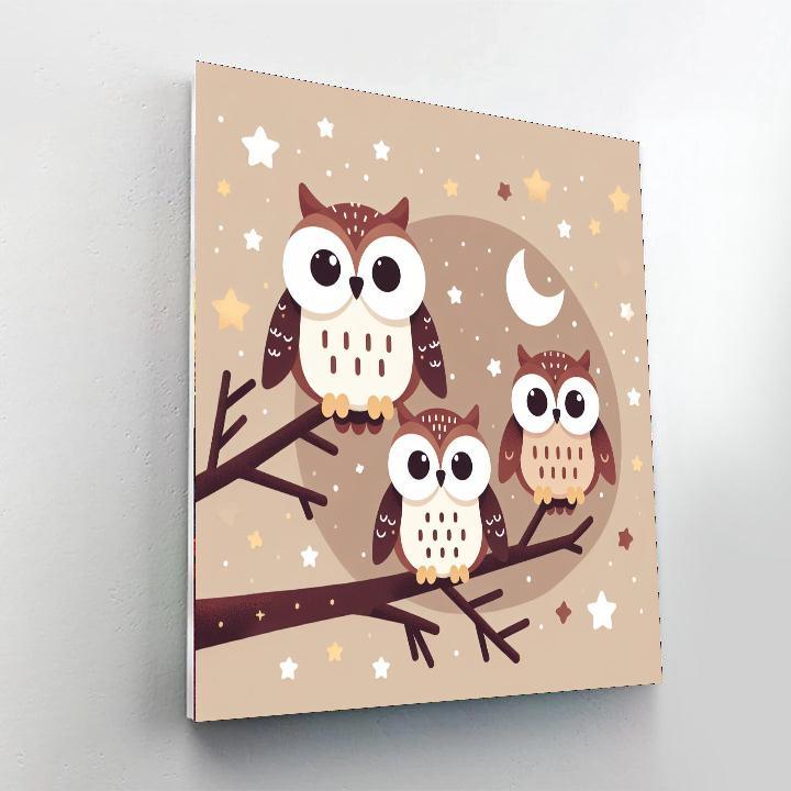 Charming Night Sky Owls Paint By Number