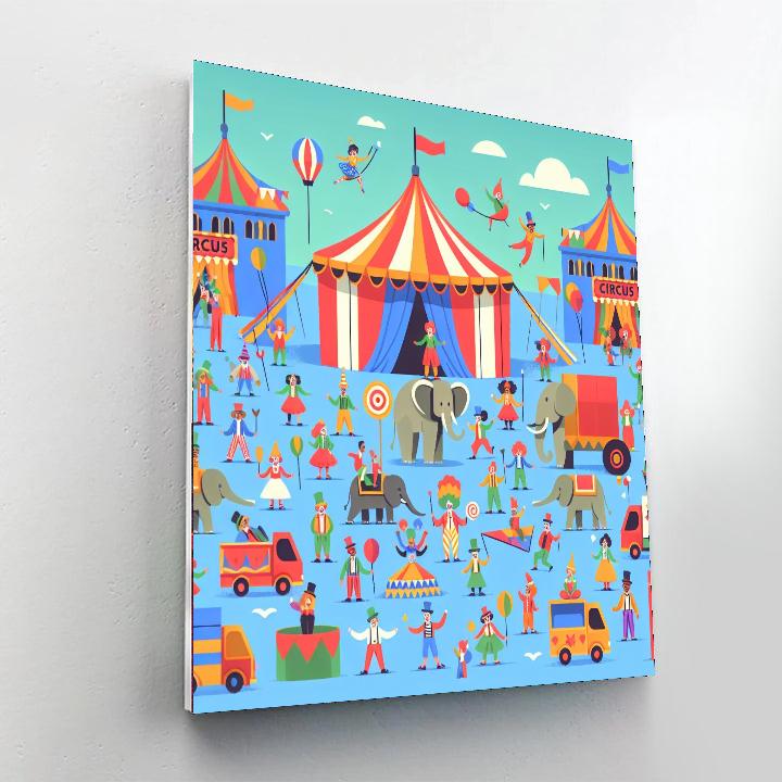 Cheerful Circus Scene Painting By Numbers Kit