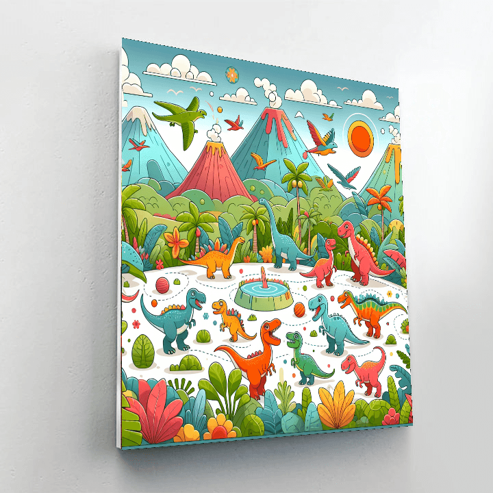 Dinosaur Park Adventure Paint By Numbers Art