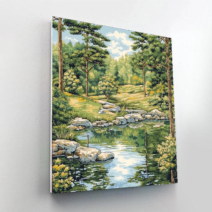Utagawa Hiroshige Inspired Reflections Of The Tranquil Pond  Painting By Numbers Kit
