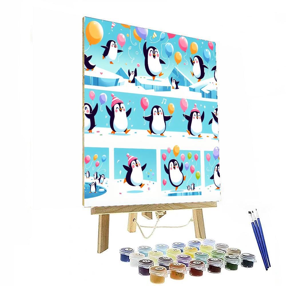 Antarctic Penguin Party Paint By Numbers Art