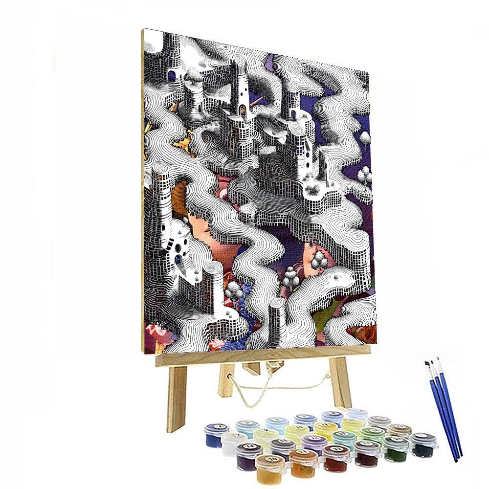 M.C. Escher Inspired Optical Echoes  Numbered Painting Kits