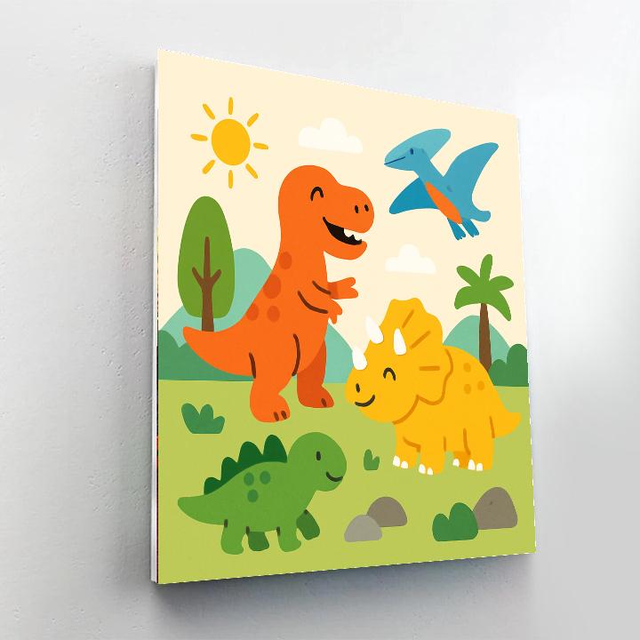 Time Traveling Dinosaurs Painting By Numbers Kit