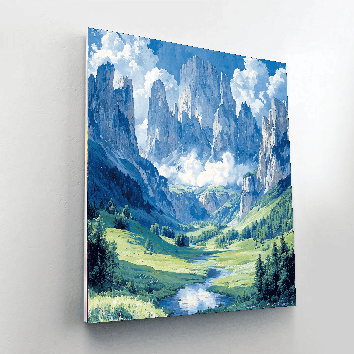 Friedrich Inspired Serene Mountain Landscape - DIY Painting By Numbers Kit