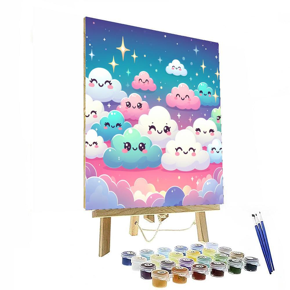 Whimsical Clouds And Stars Paint By Color