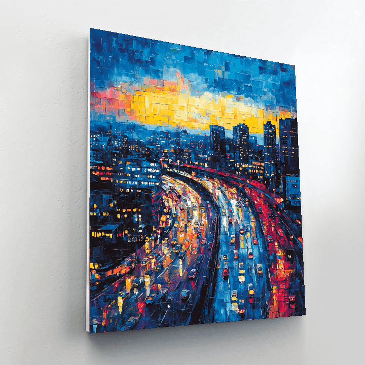 Piet Mondrian Inspired Cityscape Reflections  DIY Paint By Numbers