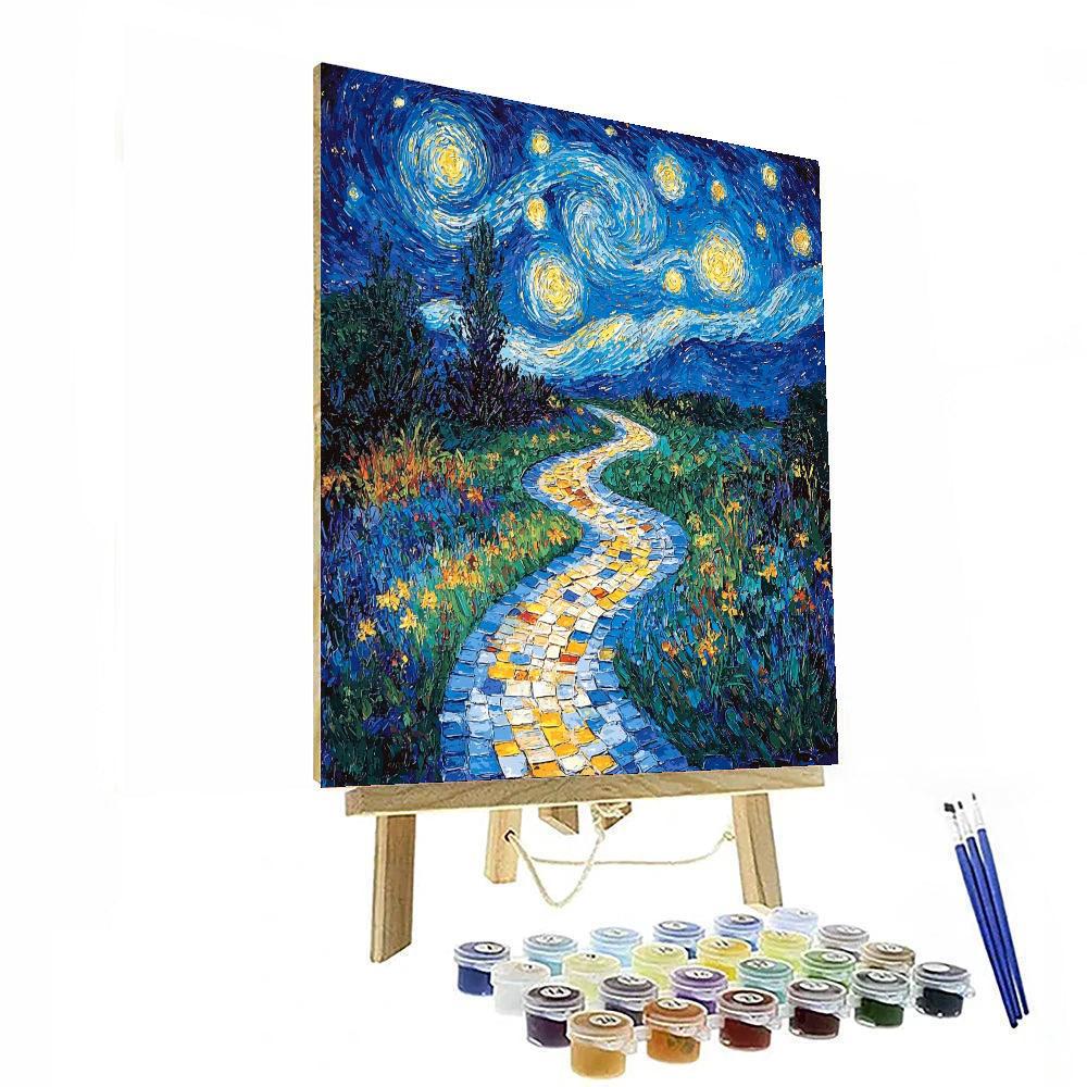 Vincent Van Gogh Inspired Starry Night Garden Path  Numbered Painting Kits