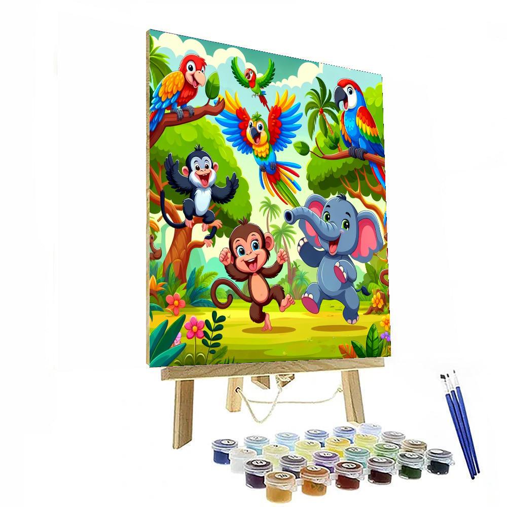 Cheerful Jungle Party Paint By Numbers Art