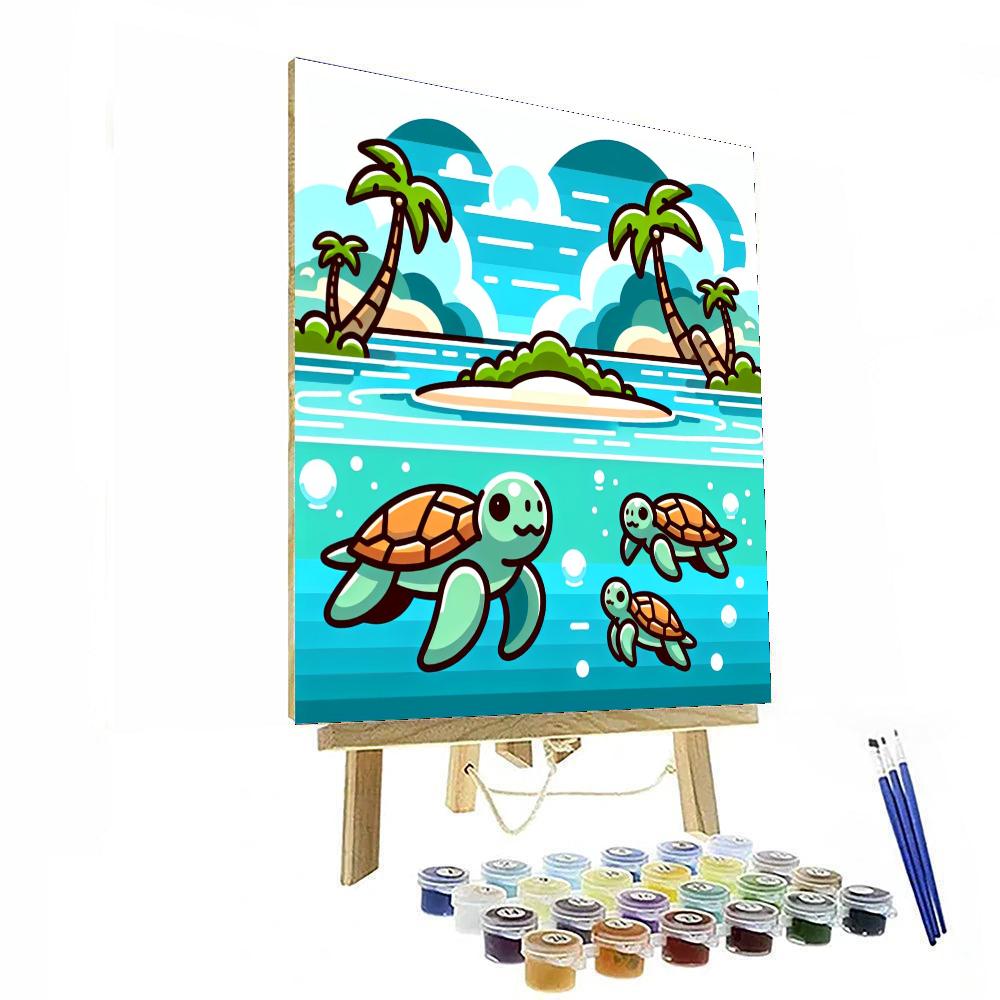 Tropical Island Turtles Paint By Number