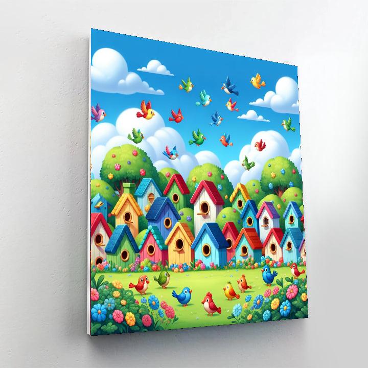 Brilliant Birdhouse Village Paint By Numbers Art