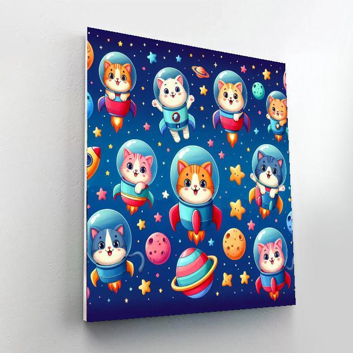 Adventurous Space Kittens Number Painting