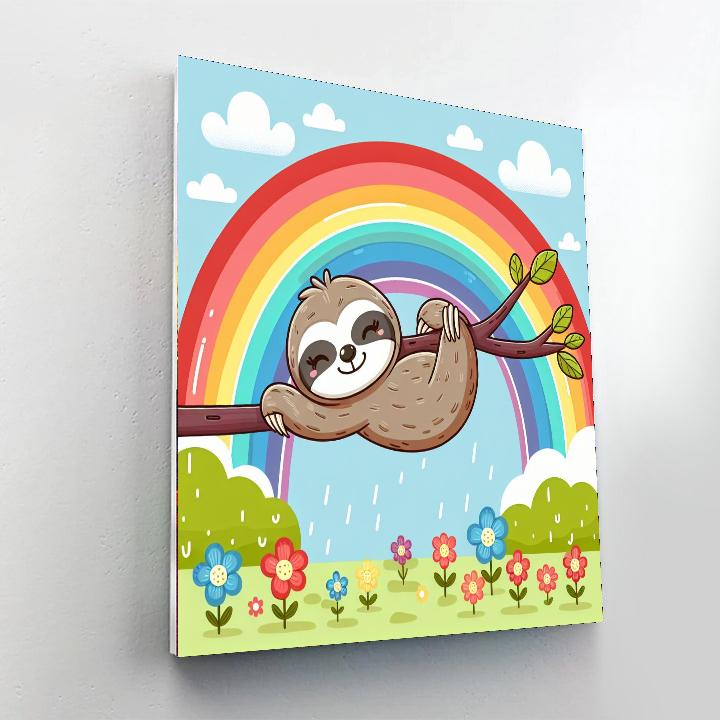 Rainbow Sloth Painting Number Kit