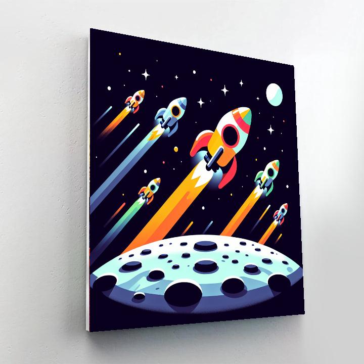 Rocket Racers On The Moon Paint By Numbers Kits