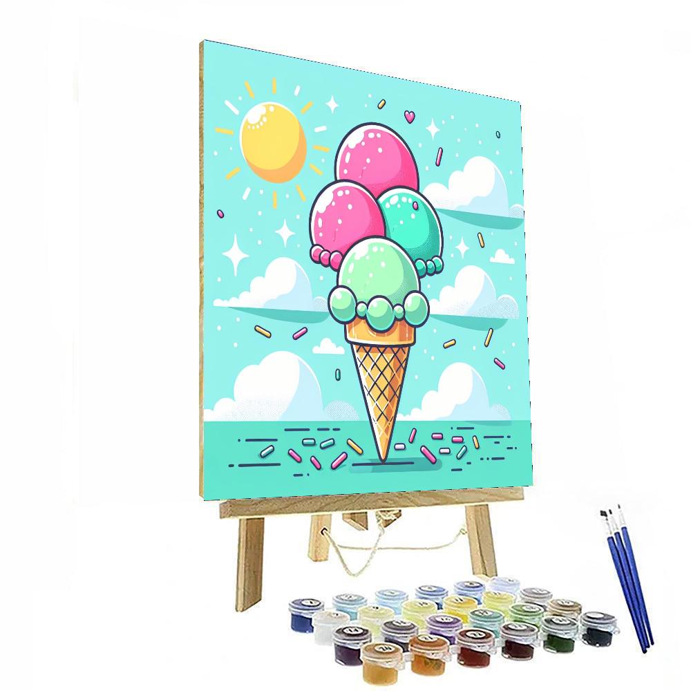 Creative Ice Cream Cone Painting By Numbers Kit