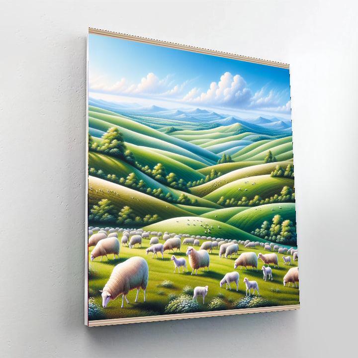 Pastoral Sheep Meadow Number Painting
