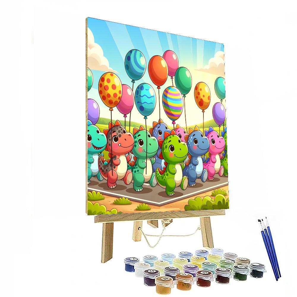 The Playful Dinosaur Parade DIY Paint By Numbers
