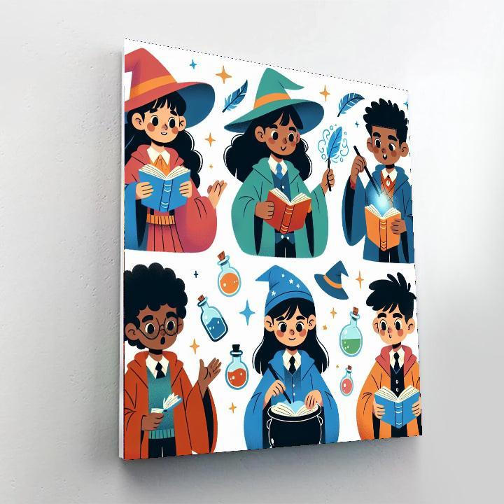 Friendly Wizard School Paint By Numbers Art
