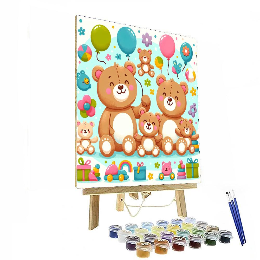 Cuddly Teddy Bear Family Numbered Painting Kits