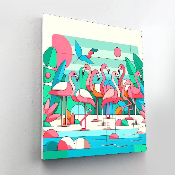 Fantasy Flamingo Flock Paint By Numbers